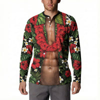 Hawaiian Floral Muscle Abs Button Sweatshirt Six Pack Hibiscus Flower Lei Luau DT05 - Polynesian Pride