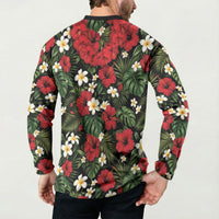 Hawaiian Floral Muscle Abs Button Sweatshirt Six Pack Hibiscus Flower Lei Luau DT05 - Polynesian Pride
