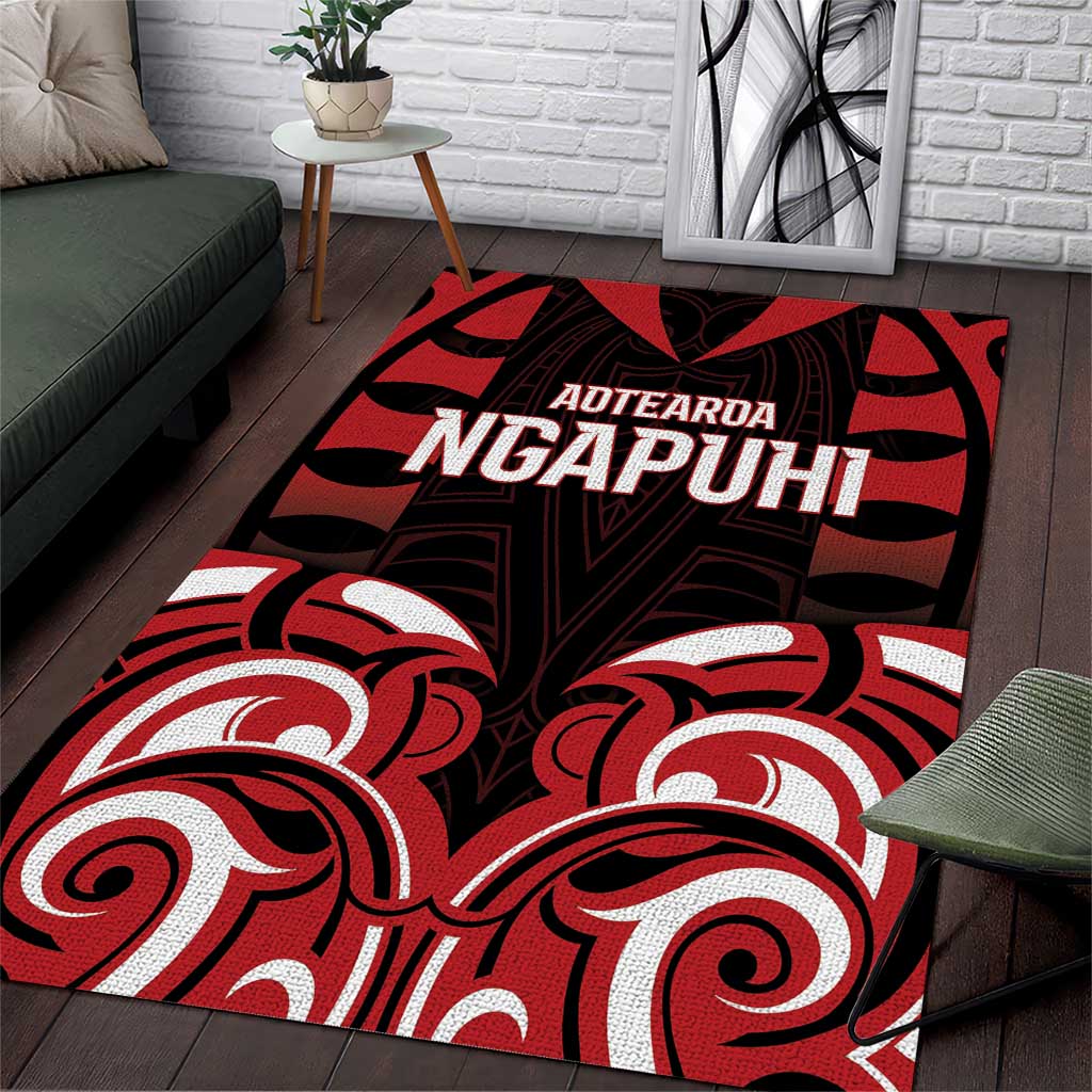 Aotearoa Ngapuhi Area Rug Maori Pattern New Zealand DT05 Red - Polynesian Pride