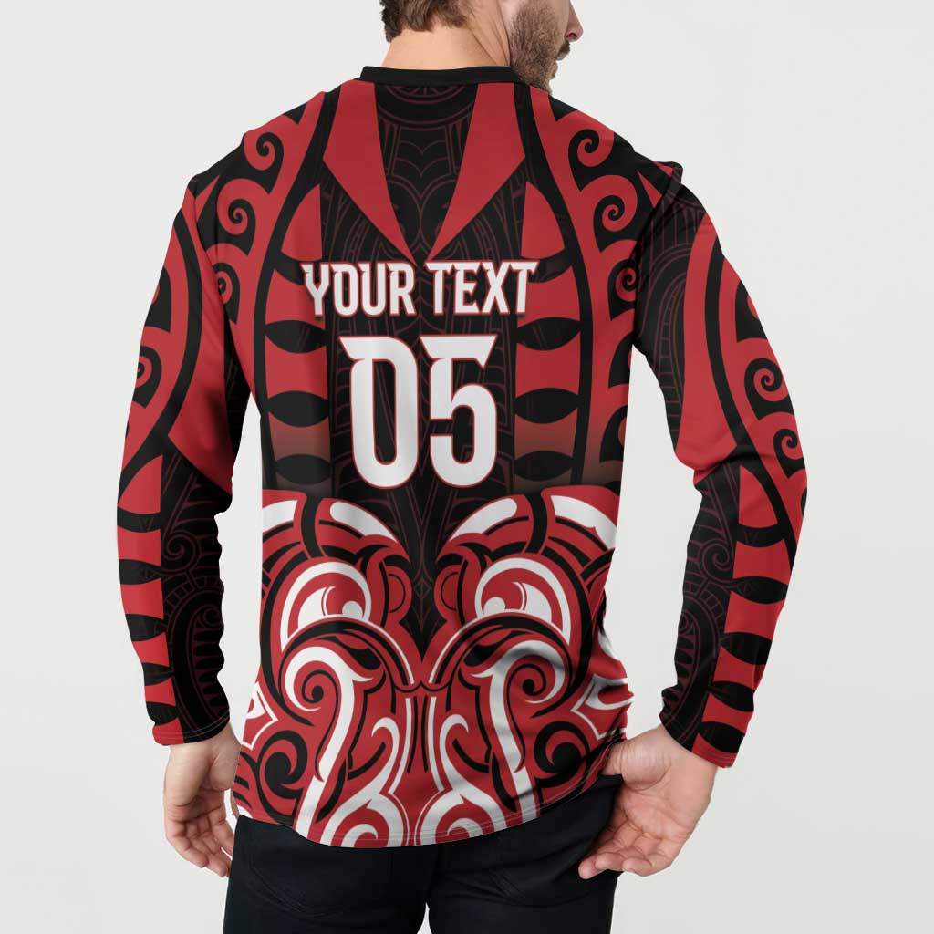 Custom Aotearoa Ngapuhi Button Sweatshirt Maori Pattern New Zealand - Polynesian Pride