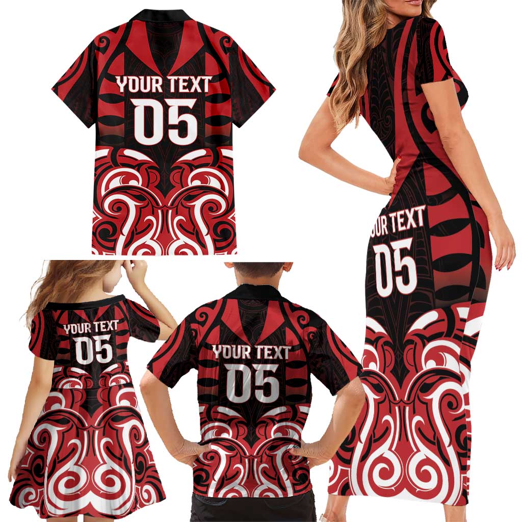 Custom Aotearoa Ngapuhi Family Matching Short Sleeve Bodycon Dress and Hawaiian Shirt Maori Pattern New Zealand DT05 - Polynesian Pride