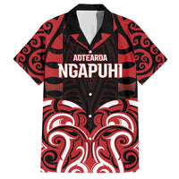 Custom Aotearoa Ngapuhi Family Matching Short Sleeve Bodycon Dress and Hawaiian Shirt Maori Pattern New Zealand DT05 Dad's Shirt - Short Sleeve Red - Polynesian Pride