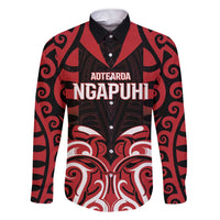 Custom Aotearoa Ngapuhi Family Matching Short Sleeve Bodycon Dress and Hawaiian Shirt Maori Pattern New Zealand DT05 Dad's Shirt - Long Sleeve Red - Polynesian Pride