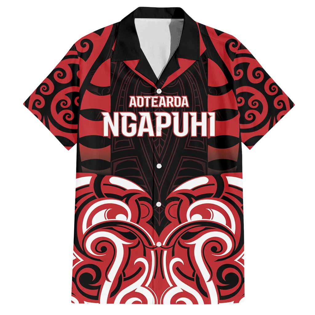Custom Aotearoa Ngapuhi Family Matching Tank Maxi Dress and Hawaiian Shirt Maori Pattern New Zealand DT05 Dad's Shirt - Short Sleeve Red - Polynesian Pride