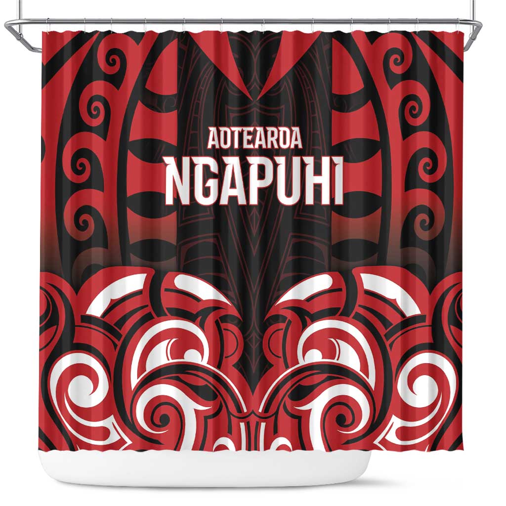 Aotearoa Ngapuhi Shower Curtain Maori Pattern New Zealand DT05 Red - Polynesian Pride