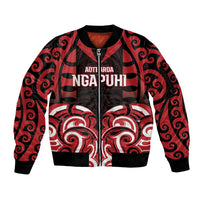 Custom Aotearoa Ngapuhi Sleeve Zip Bomber Jacket Maori Pattern New Zealand DT05 Unisex Red - Polynesian Pride
