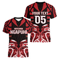Custom Aotearoa Ngapuhi Women V-Neck T-Shirt Maori Pattern New Zealand DT05 - Polynesian Pride