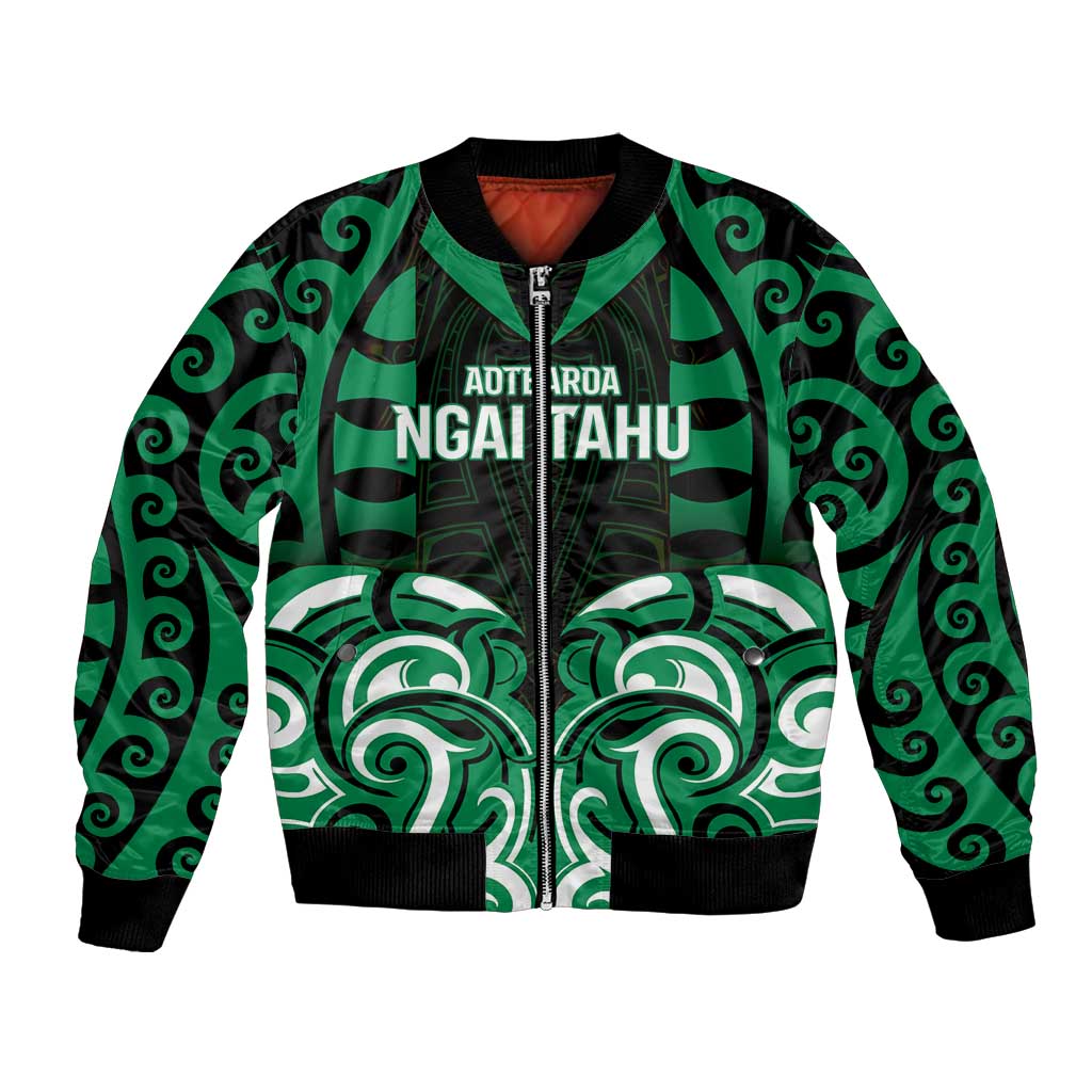 Custom Aotearoa Ngai Tahu Bomber Jacket Maori Pattern New Zealand DT05 Unisex Green - Polynesian Pride