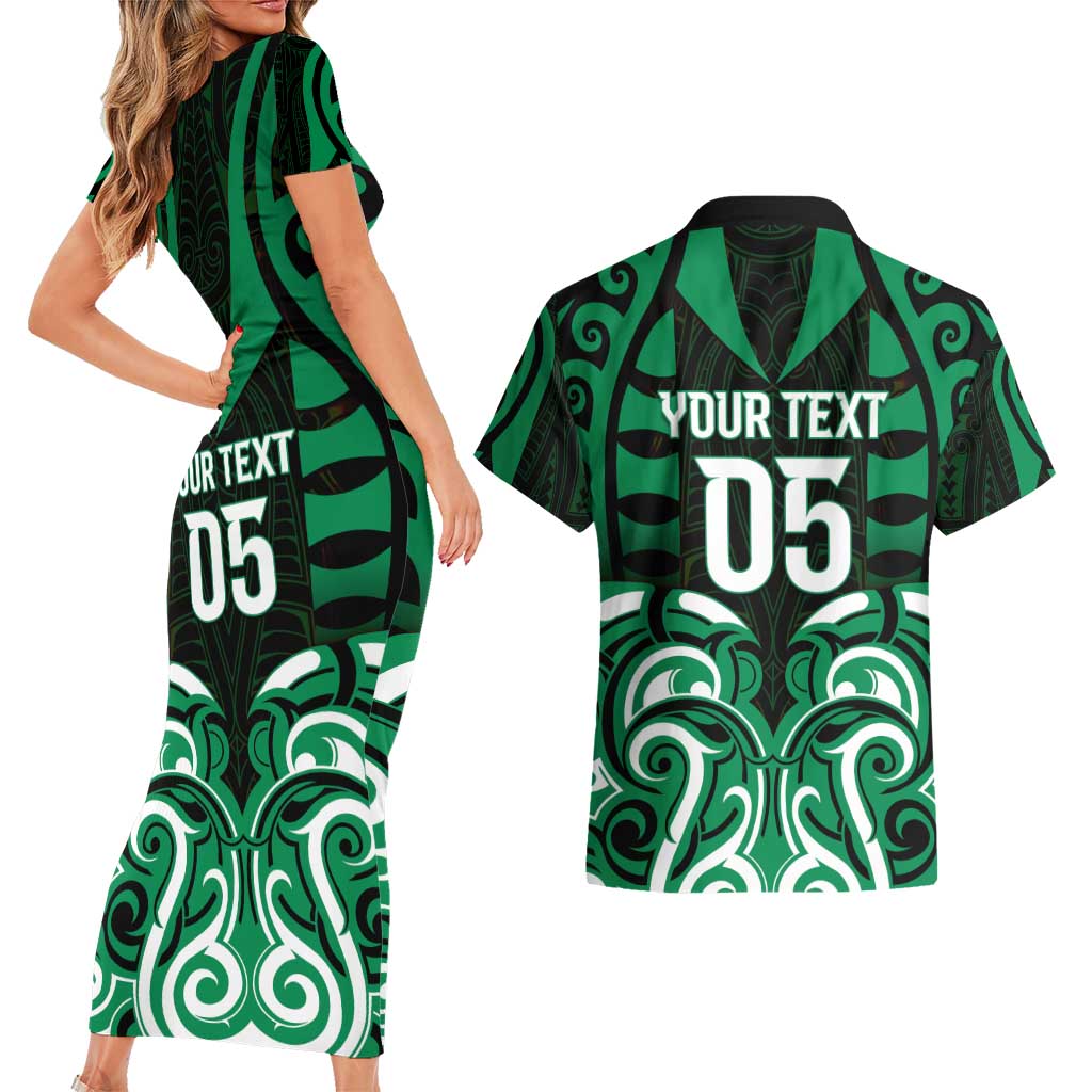 Custom Aotearoa Ngai Tahu Couples Matching Short Sleeve Bodycon Dress and Hawaiian Shirt Maori Pattern New Zealand - Polynesian Pride