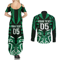 Custom Aotearoa Ngai Tahu Couples Matching Summer Maxi Dress and Long Sleeve Button Shirt Maori Pattern New Zealand DT05 - Polynesian Pride