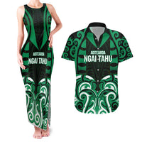 Custom Aotearoa Ngai Tahu Couples Matching Tank Maxi Dress and Hawaiian Shirt Maori Pattern New Zealand DT05 Green - Polynesian Pride