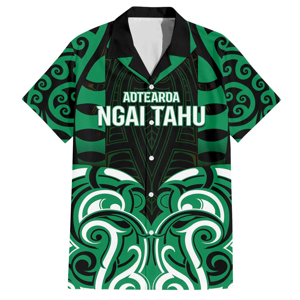 Custom Aotearoa Ngai Tahu Family Matching Long Sleeve Bodycon Dress and Hawaiian Shirt Maori Pattern New Zealand DT05 Dad's Shirt - Short Sleeve Green - Polynesian Pride