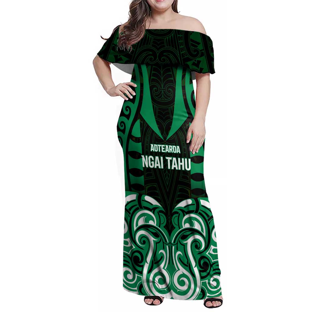 Custom Aotearoa Ngai Tahu Family Matching Off Shoulder Maxi Dress and Hawaiian Shirt Maori Pattern New Zealand - Polynesian Pride