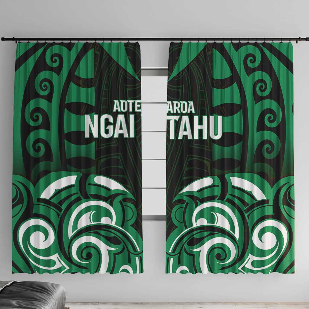 Aotearoa Ngai Tahu Window Curtain Maori Pattern New Zealand DT05 With Hooks Green - Polynesian Pride