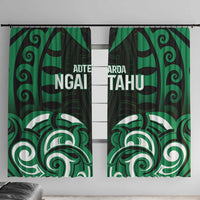 Aotearoa Ngai Tahu Window Curtain Maori Pattern New Zealand DT05 With Hooks Green - Polynesian Pride