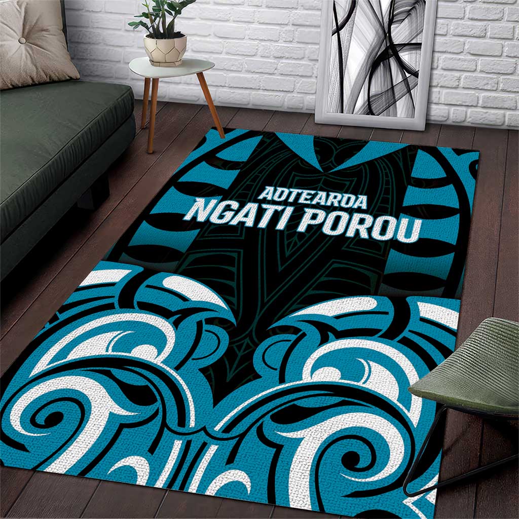 Aotearoa Ngati Porou Area Rug Maori Pattern New Zealand DT05 Blue - Polynesian Pride