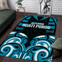 Aotearoa Ngati Porou Area Rug Maori Pattern New Zealand DT05 Blue - Polynesian Pride