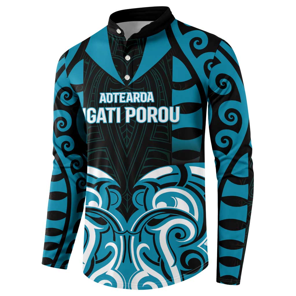 Custom Aotearoa Ngati Porou Button Sweatshirt Maori Pattern New Zealand - Polynesian Pride