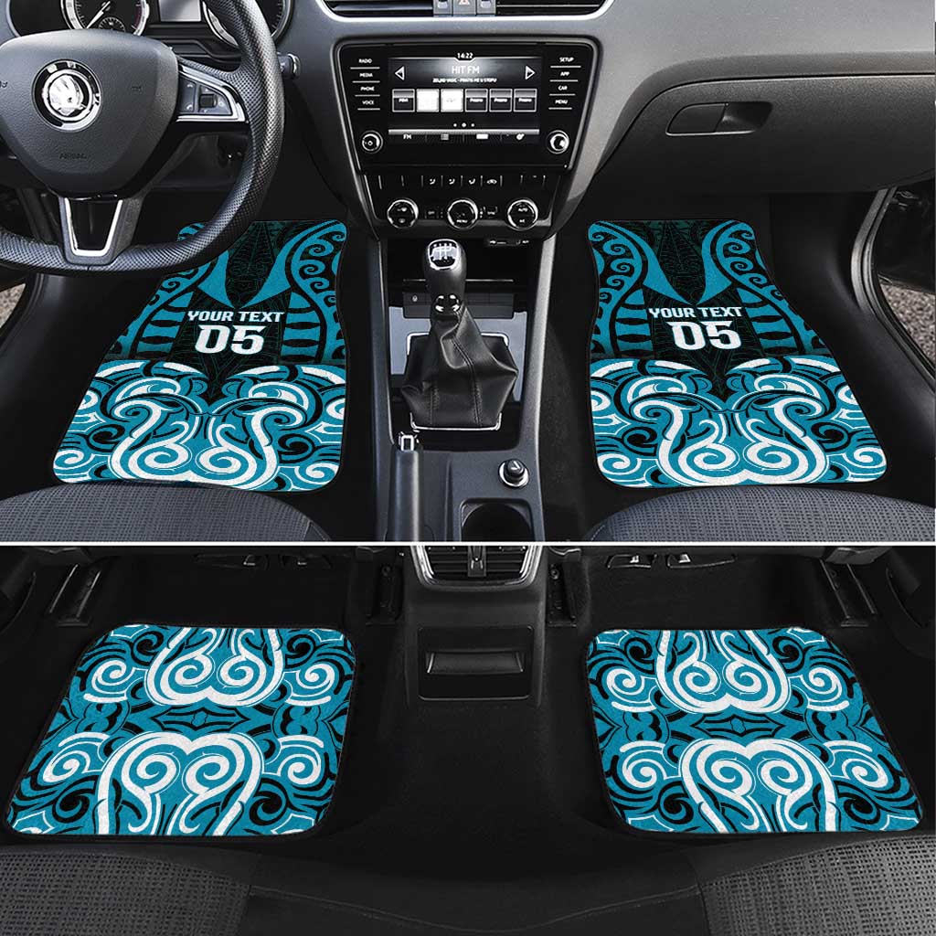 Aotearoa Ngati Porou Car Mats Maori Pattern New Zealand DT05 Set 4pcs Blue - Polynesian Pride