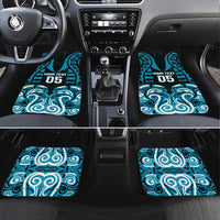 Aotearoa Ngati Porou Car Mats Maori Pattern New Zealand DT05 Set 4pcs Blue - Polynesian Pride
