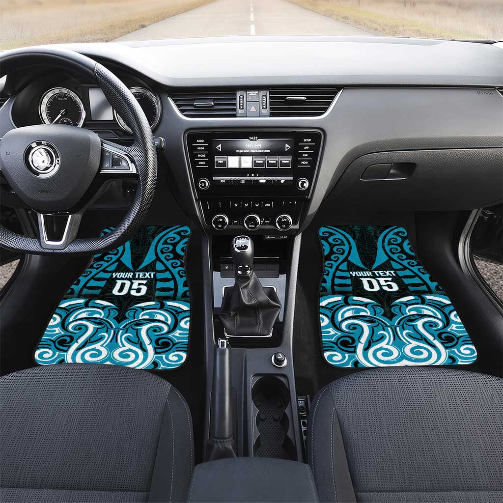 Aotearoa Ngati Porou Car Mats Maori Pattern New Zealand DT05 Set 2pcs - Front Blue - Polynesian Pride