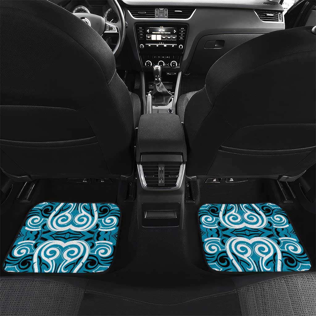 Aotearoa Ngati Porou Car Mats Maori Pattern New Zealand DT05 Set 2pcs - Back Blue - Polynesian Pride