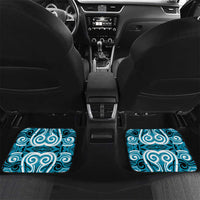 Aotearoa Ngati Porou Car Mats Maori Pattern New Zealand DT05 Set 2pcs - Back Blue - Polynesian Pride