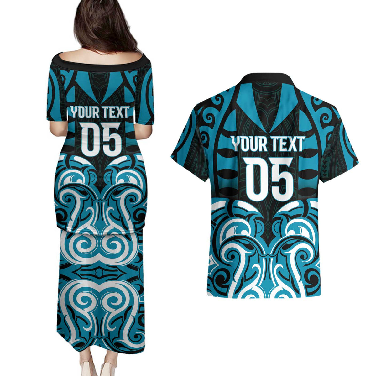 Custom Aotearoa Ngati Porou Couples Matching Puletasi and Hawaiian Shirt Maori Pattern New Zealand DT05 - Polynesian Pride