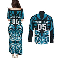 Custom Aotearoa Ngati Porou Couples Matching Puletasi and Long Sleeve Button Shirt Maori Pattern New Zealand DT05 - Polynesian Pride