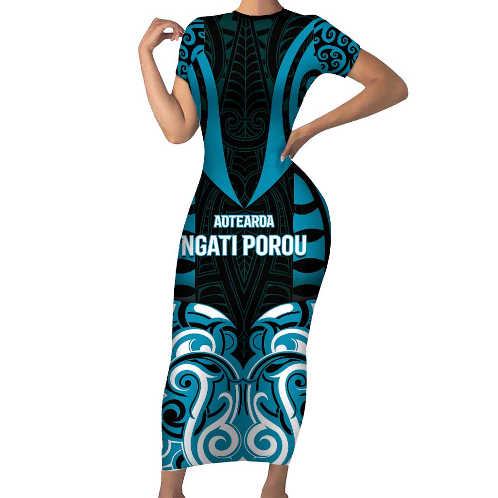 Custom Aotearoa Ngati Porou Family Matching Short Sleeve Bodycon Dress and Hawaiian Shirt Maori Pattern New Zealand - Polynesian Pride