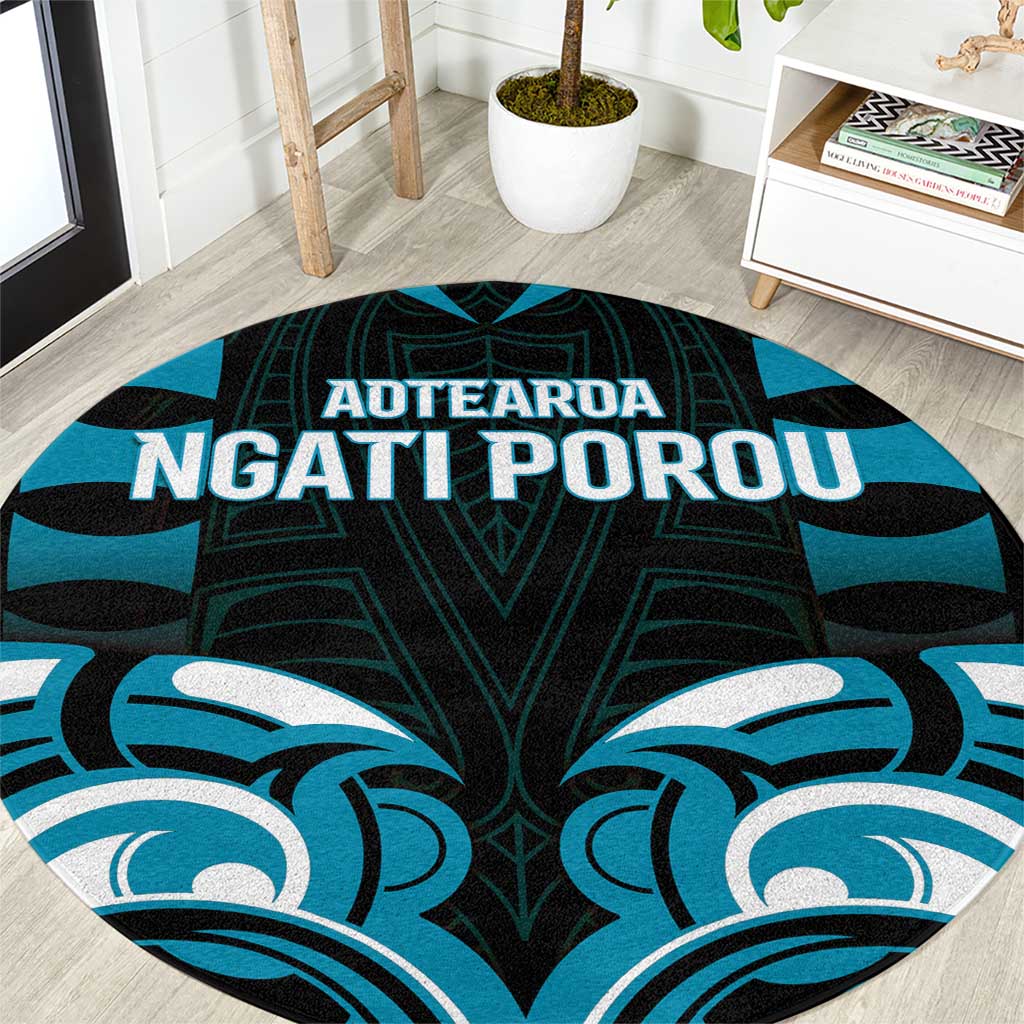Aotearoa Ngati Porou Round Carpet Maori Pattern New Zealand - Polynesian Pride