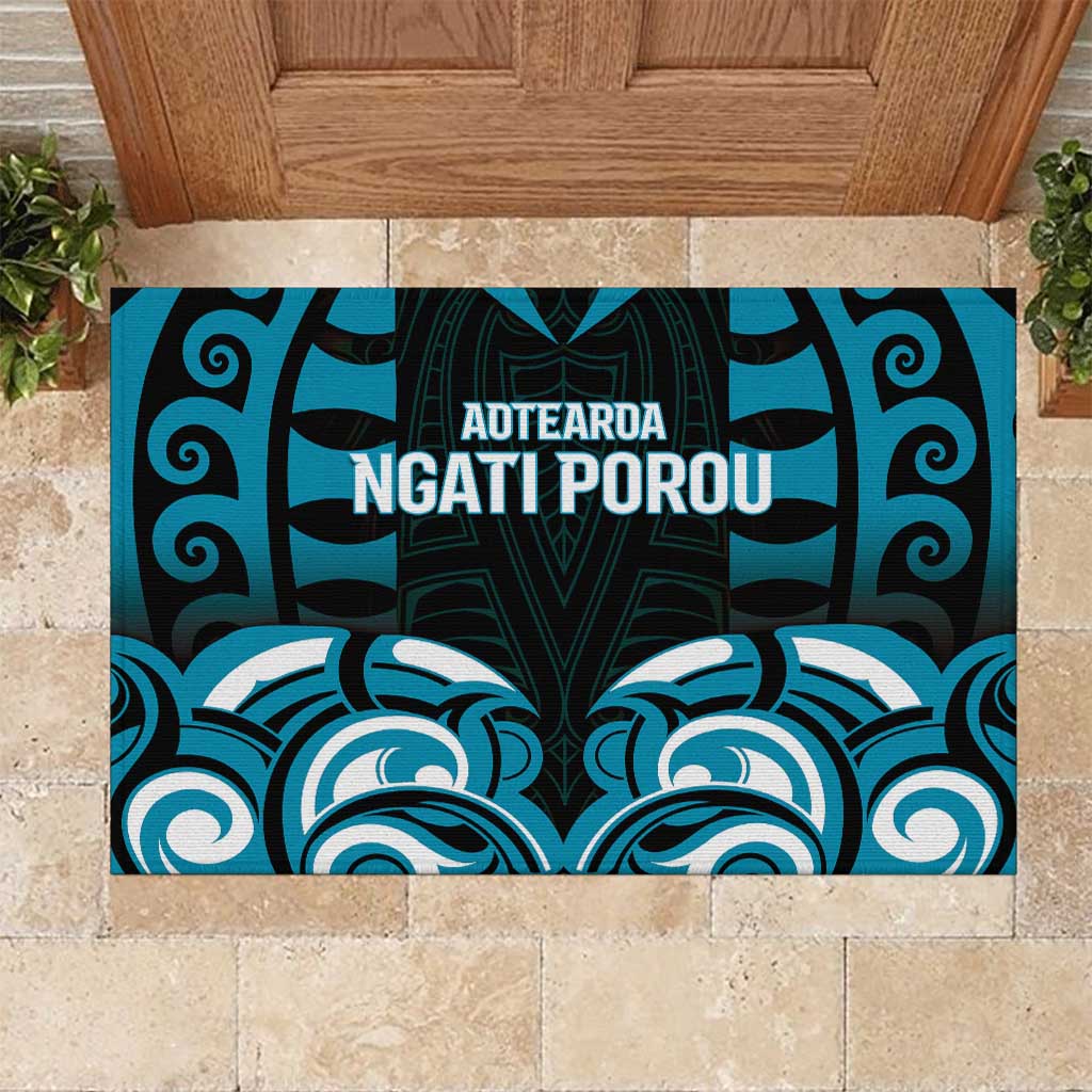 Aotearoa Ngati Porou Rubber Doormat Maori Pattern New Zealand DT05 Blue - Polynesian Pride