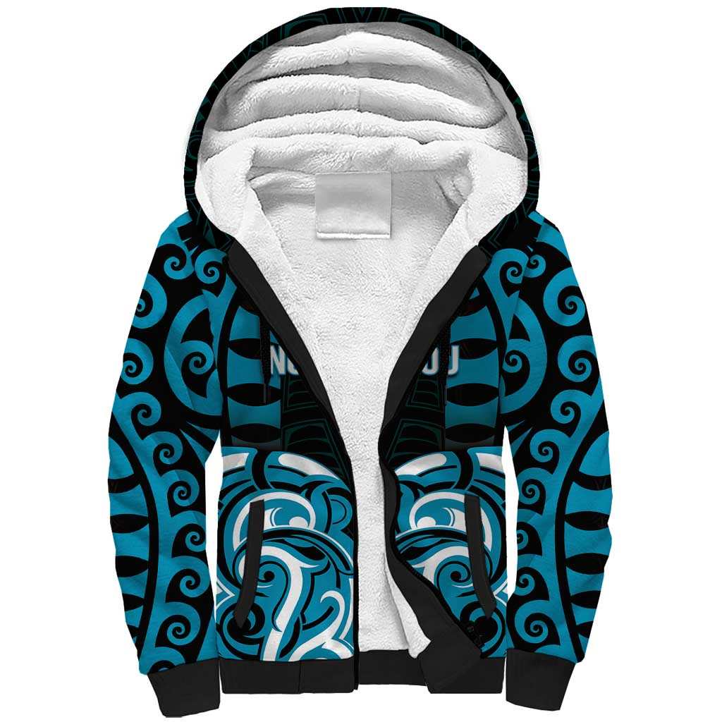 Custom Aotearoa Ngati Porou Sherpa Hoodie Maori Pattern New Zealand DT05 Unisex Blue - Polynesian Pride