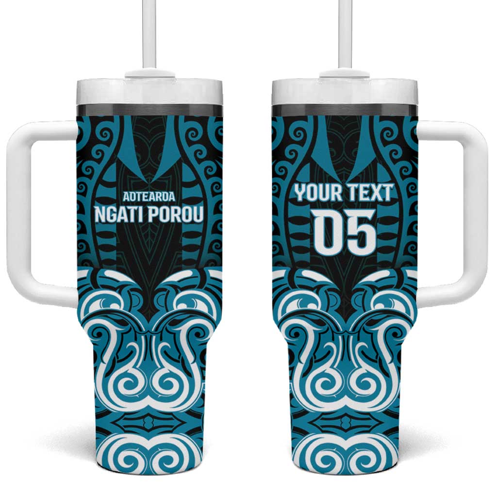 Custom Aotearoa Ngati Porou Tumbler With Handle Maori Pattern New Zealand DT05 One Size: 40 oz Blue - Polynesian Pride