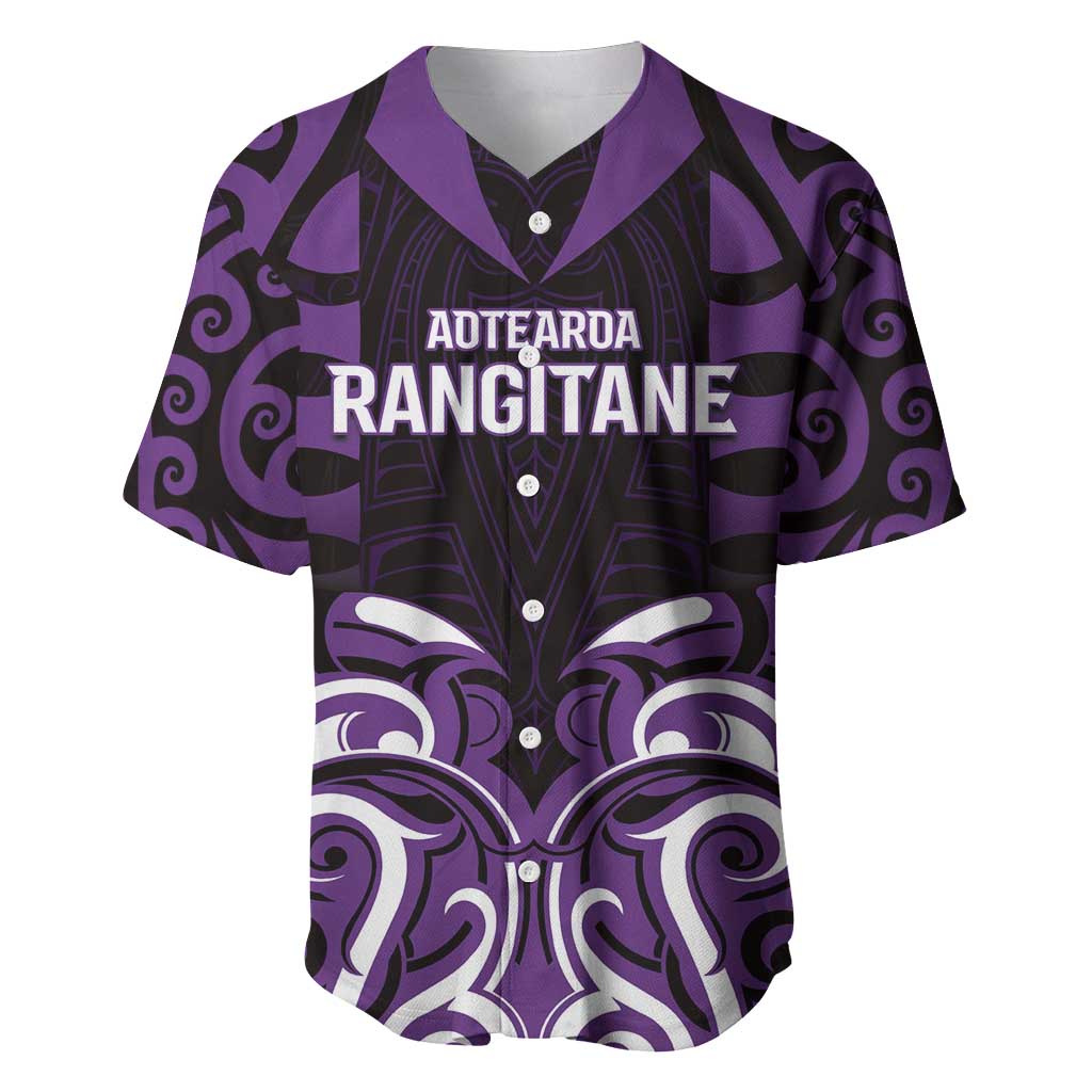 Custom Aotearoa Rangitane Baseball Jersey Maori Pattern New Zealand DT05 Purple - Polynesian Pride
