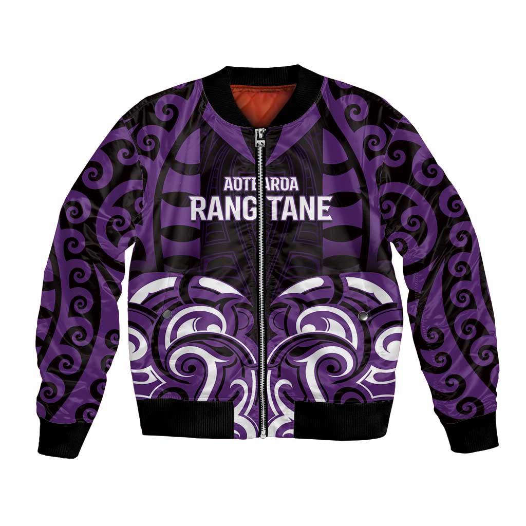 Custom Aotearoa Rangitane Bomber Jacket Maori Pattern New Zealand DT05 Unisex Purple - Polynesian Pride