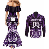 Custom Aotearoa Rangitane Couples Matching Mermaid Dress and Long Sleeve Button Shirt Maori Pattern New Zealand - Polynesian Pride