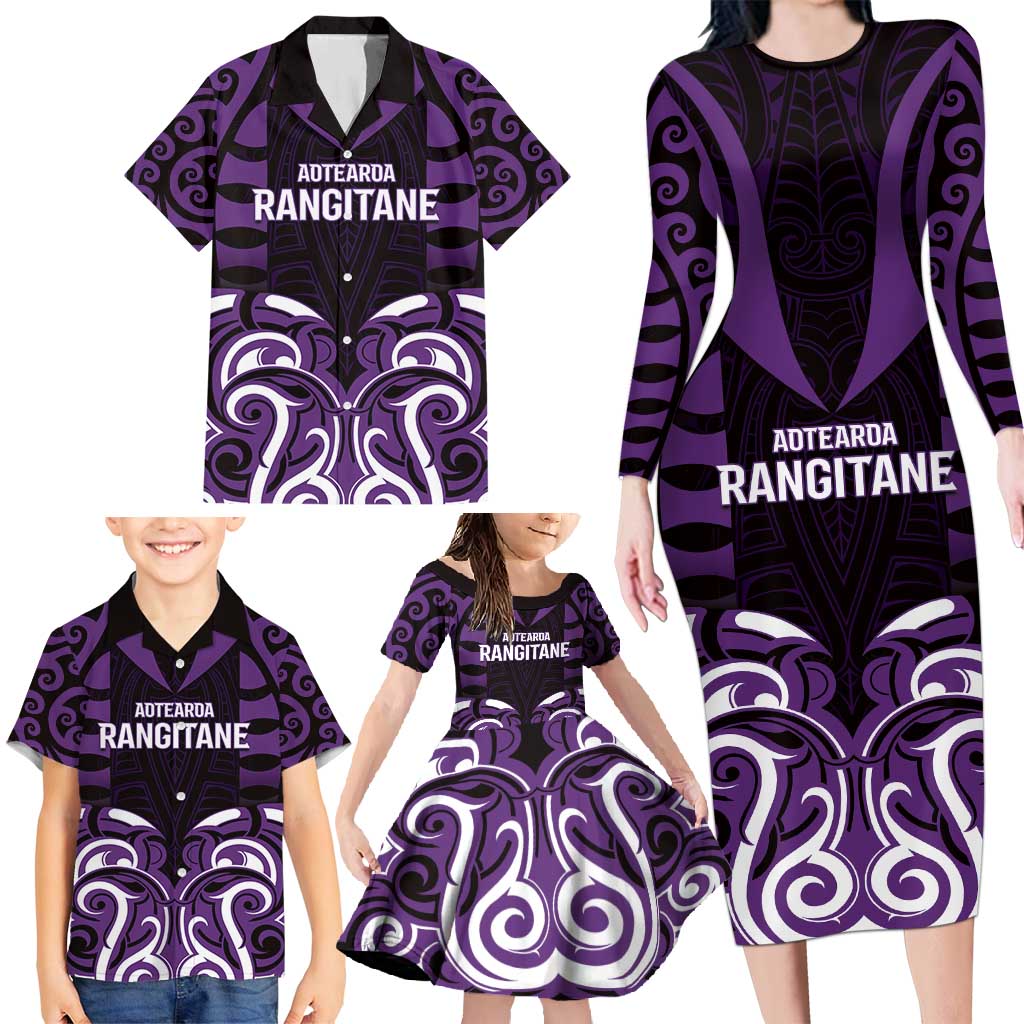 Custom Aotearoa Rangitane Family Matching Long Sleeve Bodycon Dress and Hawaiian Shirt Maori Pattern New Zealand - Polynesian Pride
