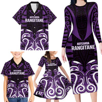 Custom Aotearoa Rangitane Family Matching Long Sleeve Bodycon Dress and Hawaiian Shirt Maori Pattern New Zealand - Polynesian Pride
