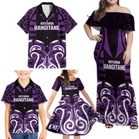 Custom Aotearoa Rangitane Family Matching Off Shoulder Maxi Dress and Hawaiian Shirt Maori Pattern New Zealand - Polynesian Pride