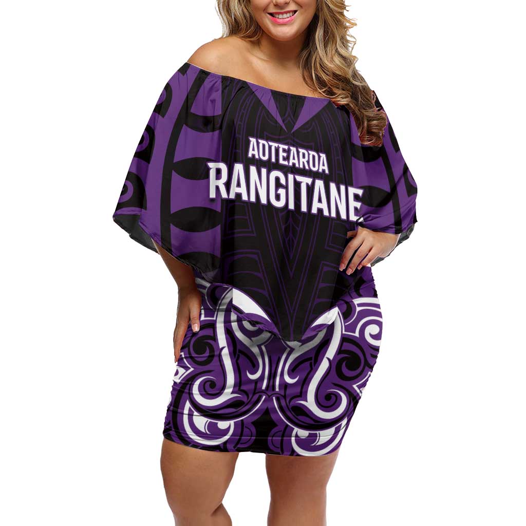 Custom Aotearoa Rangitane Family Matching Off Shoulder Short Dress and Hawaiian Shirt Maori Pattern New Zealand - Polynesian Pride