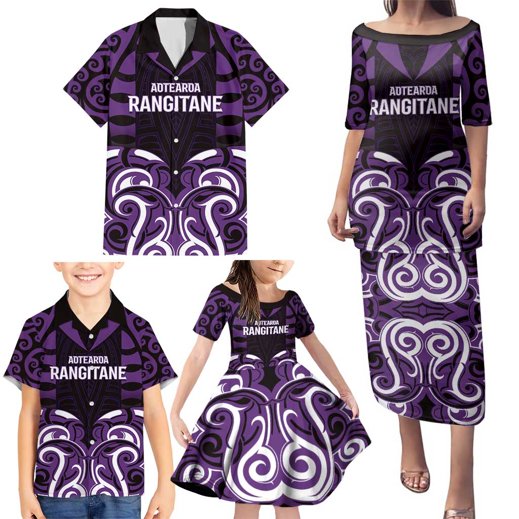 Custom Aotearoa Rangitane Family Matching Puletasi and Hawaiian Shirt Maori Pattern New Zealand - Polynesian Pride