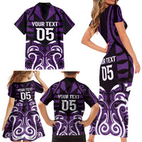 Custom Aotearoa Rangitane Family Matching Short Sleeve Bodycon Dress and Hawaiian Shirt Maori Pattern New Zealand - Polynesian Pride