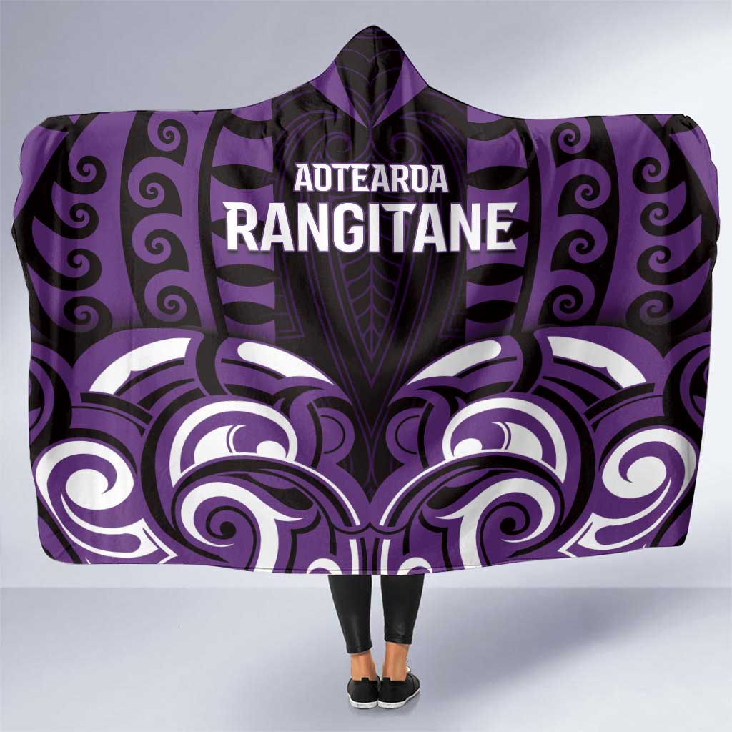 Aotearoa Rangitane Hooded Blanket Maori Pattern New Zealand DT05 One Size Purple - Polynesian Pride