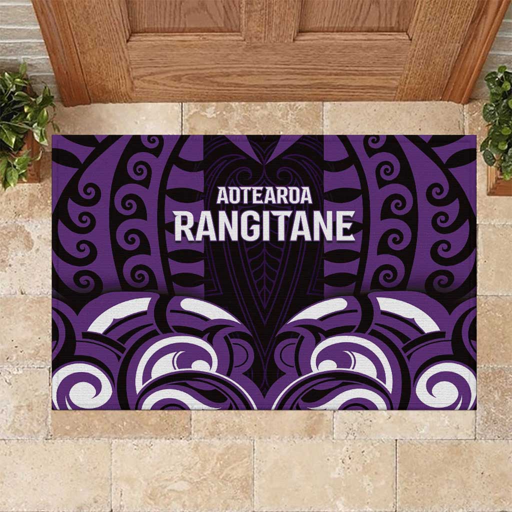 Aotearoa Rangitane Rubber Doormat Maori Pattern New Zealand DT05 Purple - Polynesian Pride