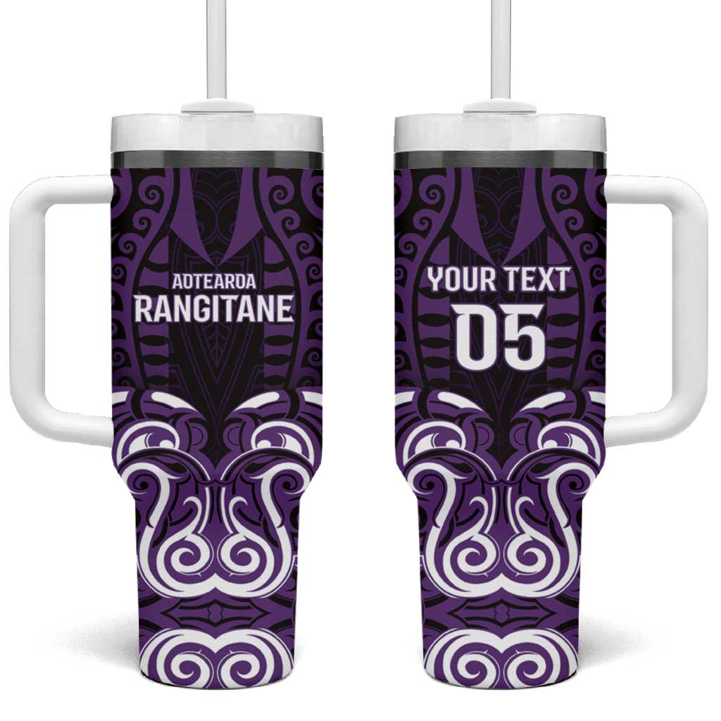 Custom Aotearoa Rangitane Tumbler With Handle Maori Pattern New Zealand DT05 One Size: 40 oz Purple - Polynesian Pride