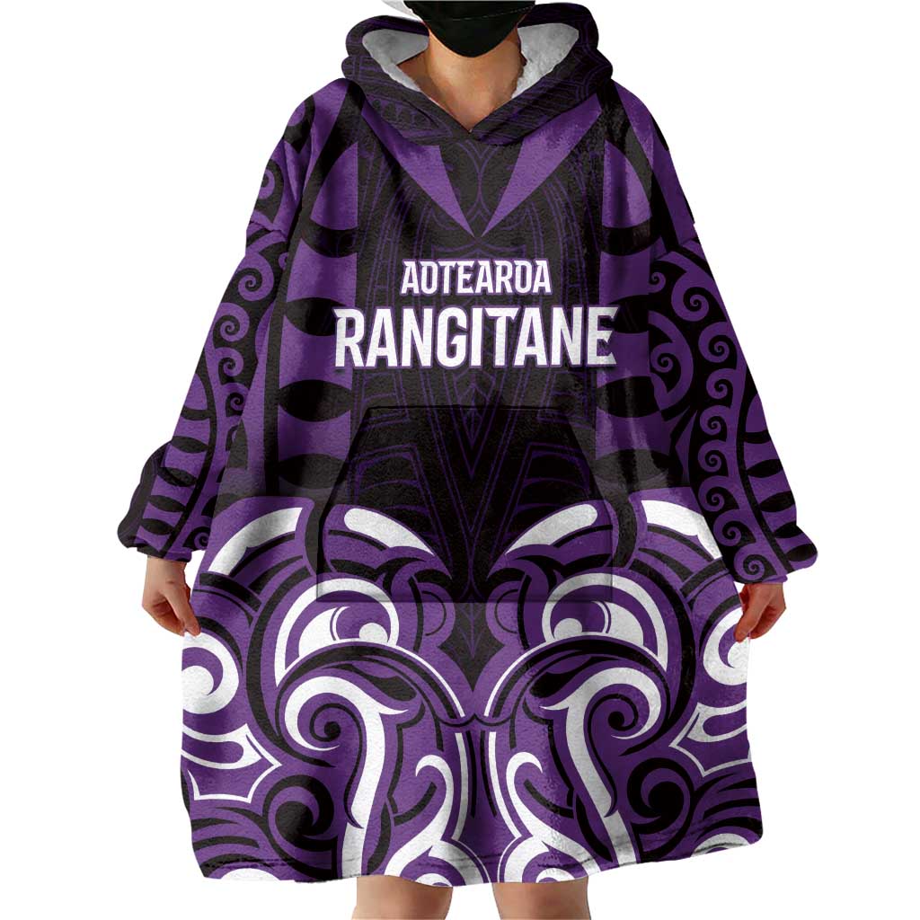 Custom Aotearoa Rangitane Wearable Blanket Hoodie Maori Pattern New Zealand - Polynesian Pride
