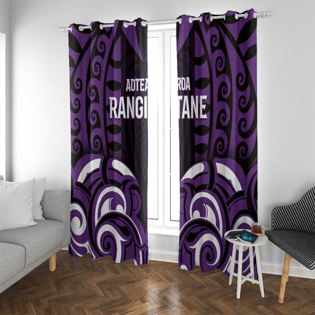 Aotearoa Rangitane Window Curtain Maori Pattern New Zealand DT05 With Grommets Purple - Polynesian Pride