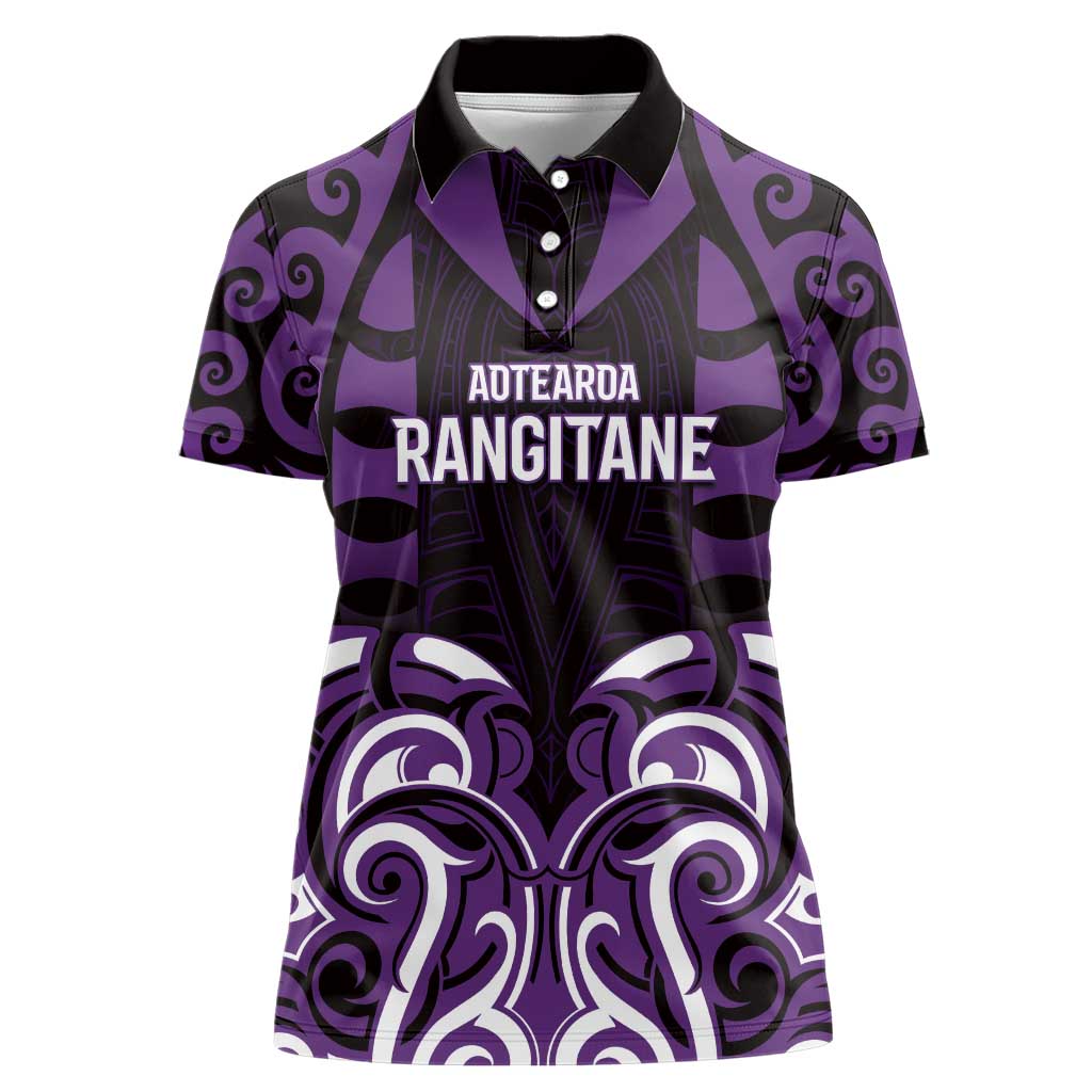 Custom Aotearoa Rangitane Women Polo Shirt Maori Pattern New Zealand - Polynesian Pride