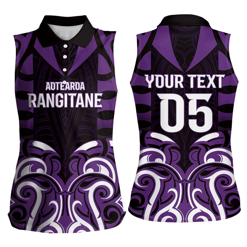 Custom Aotearoa Rangitane Women Sleeveless Polo Shirt Maori Pattern New Zealand - Polynesian Pride